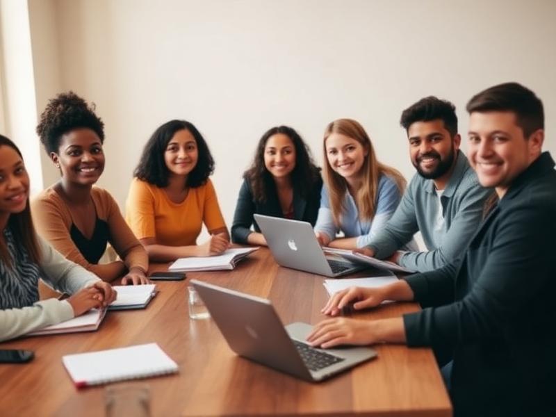 Young professionals collaborating in a modern workspace