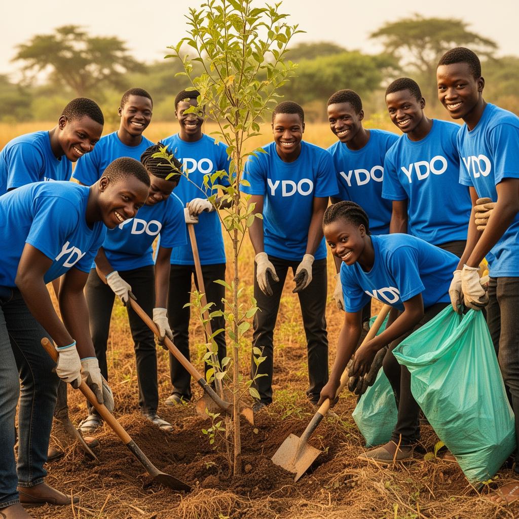 YDO volunteers planting a tree together