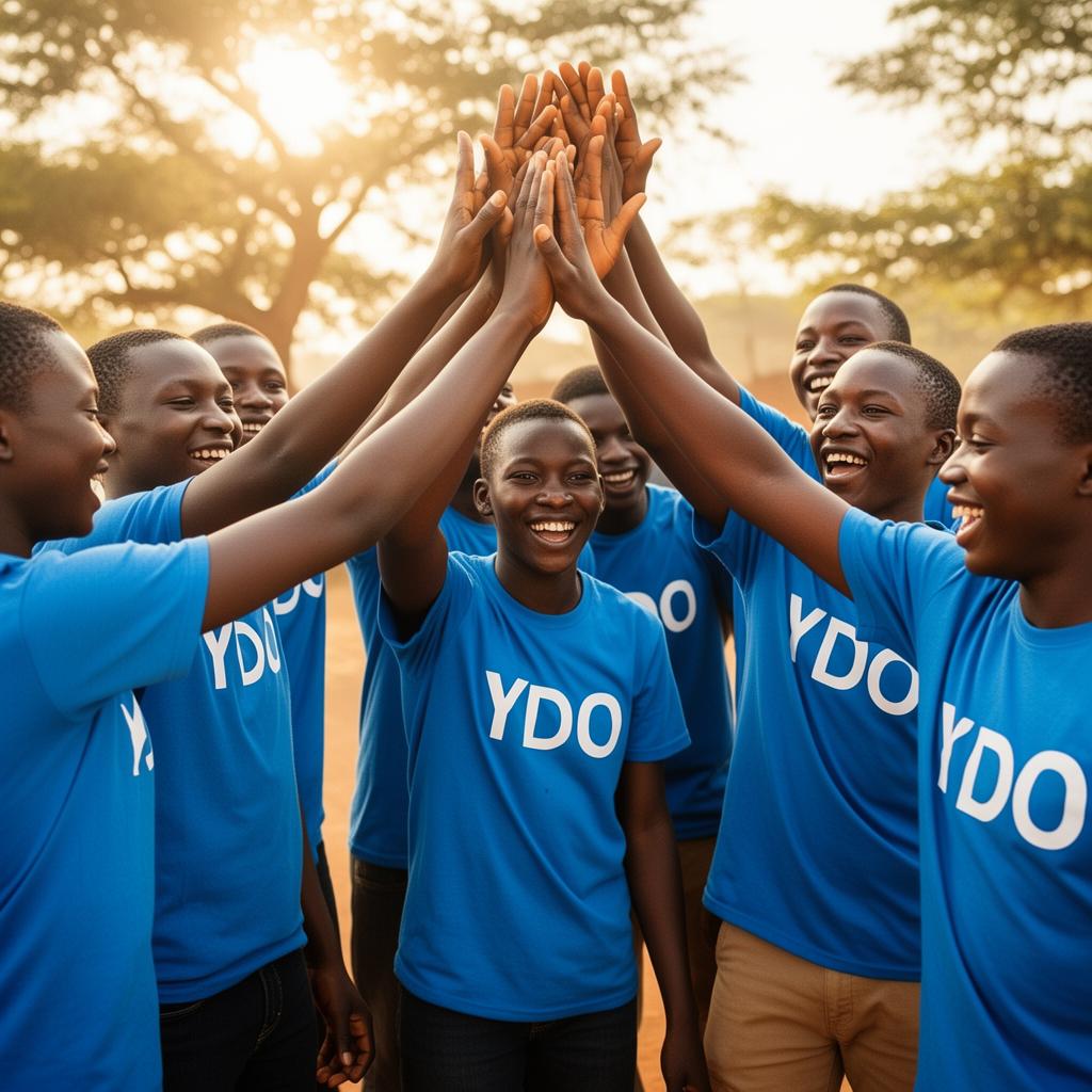 YDO members high-fiving in a circle